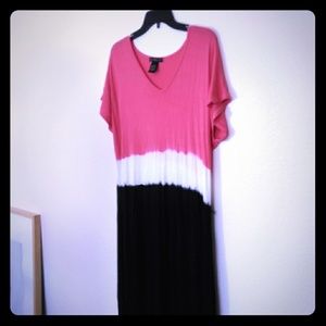 Plus Size Maxi Dress Dip Die 1X Coral